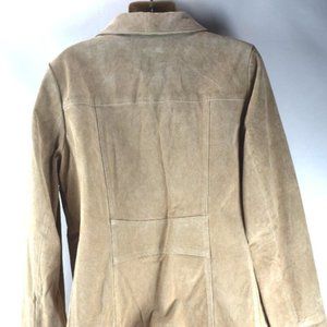 Dennis Basso Suede Leather Jacket Beige Medium